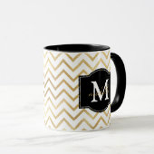 Goud Zig Zags Monogram Gepersonaliseerd Mok (Voorkant rechts)