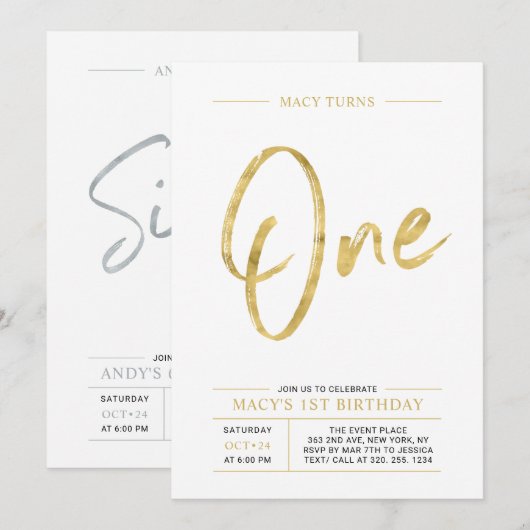 Goud & Zilver 1e, 60e gezamenlijke verjaardagsfees Kaart (Voorkant / Achterkant)