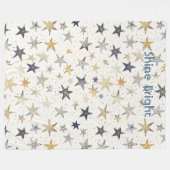 Goud Zilver Blauwe Sterren Fleece Deken (Voorkant (Horizontaal))