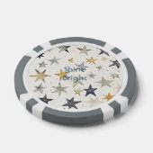 Goud Zilver Blauwe Sterren Poker Chips (Enkel)