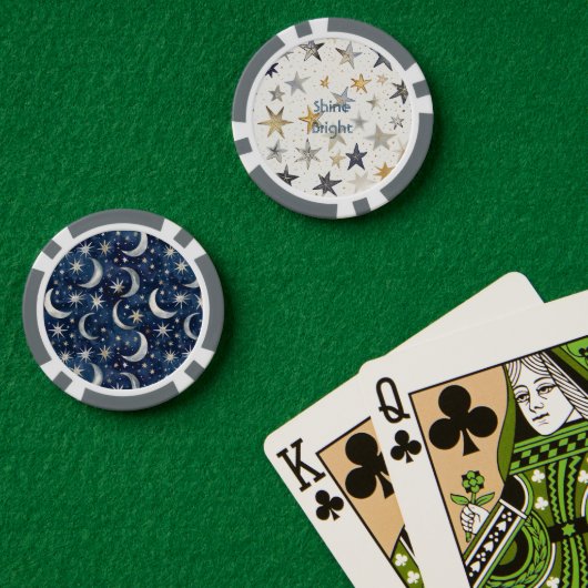 Goud Zilver Blauwe Sterren Poker Chips (Pokertafel (Dubbel))