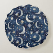 Goud Zilver Blauwe Sterren Rond Kussen (Achterkant)