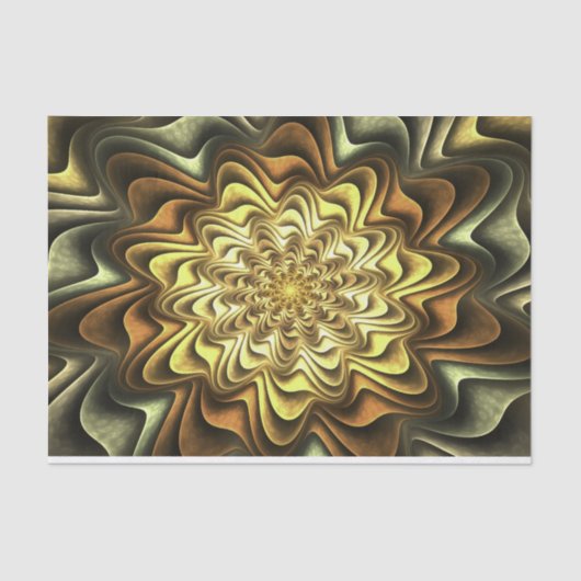 Goud, zilver, Bronze Fractal Flower Paper Tissuepapier (Voorkant)