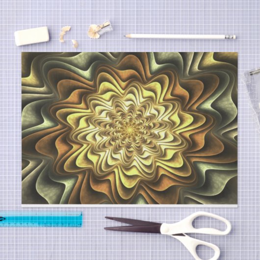 Goud, zilver, Bronze Fractal Flower Paper Tissuepapier (Craft)