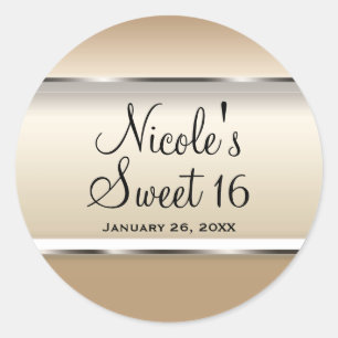 Goud & Zilver Bruiloft Verjaardagsfeest Glam Gesch Ronde Sticker