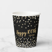 Goud Zilver Confetti 100ste Verjaardagsfeest Papieren Bekers (Achterkant)