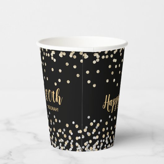 Goud Zilver Confetti 100ste Verjaardagsfeest Papieren Bekers (Rechts)