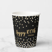 Goud Zilver Confetti 100ste Verjaardagsfeest Papieren Bekers (Voorkant)