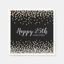 Goud Zilver Confetti Aangepaste 25e Verjaardag Fee Servet