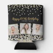 Goud Zilver Confetti Fotocollage 100ste Verjaardag Blikjeskoeler (Achterkant)