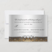  Goud & Zilver Damask Sweet 16 RSVP Kaartje (Achterkant)