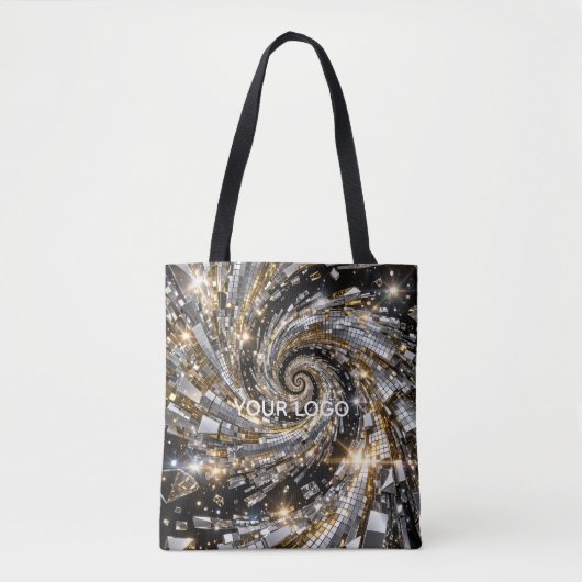 Goud & Zilver Disco Spiraal Vortex Tote Bag (Voorkant)