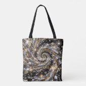 Goud & Zilver Disco Spiraal Vortex Tote Bag (Achterkant)