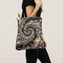 Goud & Zilver Disco Spiraal Vortex Tote Bag