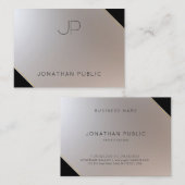 Goud Zilver Elegant Monogram Moderne Sjabloon Visitekaartje (Voorkant / Achterkant)