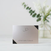 Goud Zilver Elegant Monogram Moderne Sjabloon Visitekaartje (Staand voorkant)