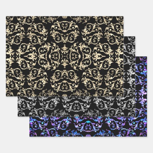 Goud zilver en Paarse moeder van parelCollectie Inpakpapier Vel (Set)