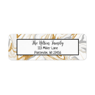 Goud, zilver en witte marmer etiket