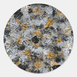 Goud, zilver en zwart - handgemaakte kunstwerken ronde sticker