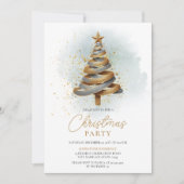 Goud Zilver Faux Glitter Tree Kerstfeest Kaart (Voorkant)