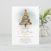Goud Zilver Faux Glitter Tree Kerstfeest Kaart (Staand voorkant)