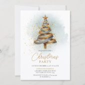 Goud Zilver Faux Glitter Tree Kerstfeest Kaart (Voorkant)