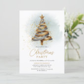 Goud Zilver Faux Glitter Tree Kerstfeest Kaart (Staand voorkant)