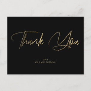 Goud & Zilver Glitter Chic Zwart Bedankt Custom Briefkaart