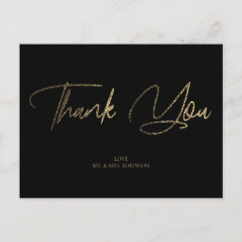 Goud & Zilver Glitter Chic Zwart Bedankt Custom Briefkaart