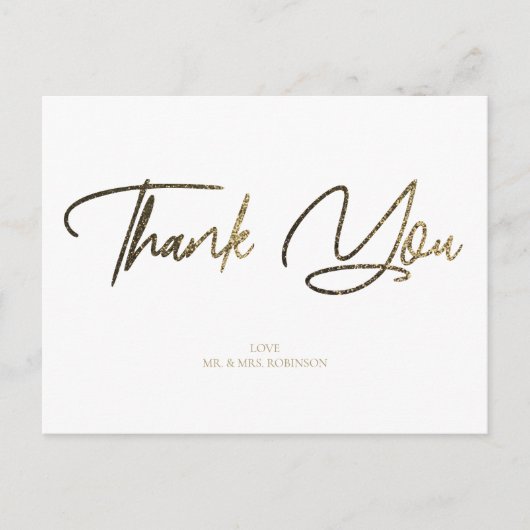 Goud & Zilver Glitter Chic Zwart Bedankt Custom Briefkaart (Voorkant)