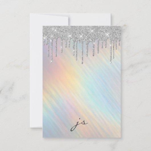 Goud Zilver Glitter Drips Holografisch Zoet 16 Kaart (Achterkant)