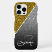 Goud Zilver Glitter Ombre Chic Naam Monogram iPhone Hoesje (Achterkant)