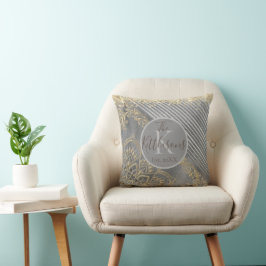 Goud Zilver Glitterij Mandala Monogram Familienaam Kussen