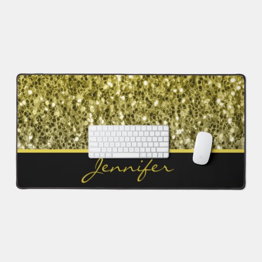 Goud zilver glitters sparkles zwart Aangepaste naa Bureaumat (Keyboard & Muis)