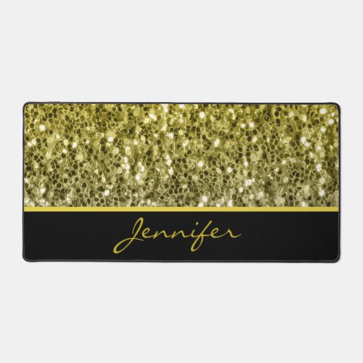 Goud zilver glitters sparkles zwart Aangepaste naa Bureaumat (Voorkant)