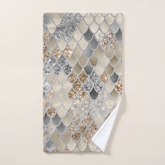 Goud Zilver Grijs Zeemeermin Schalen Glam #1 Bad Handdoek (Handdoek)