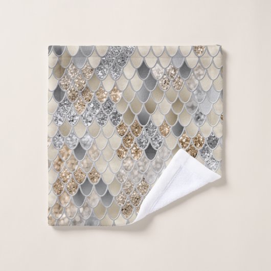 Goud Zilver Grijs Zeemeermin Schalen Glam #1 Bad Handdoek (Wasdoekje)