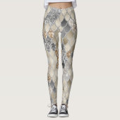 Goud Zilver Grijs Zeemeermin Schalen Glam #1 Leggings (Voorkant)