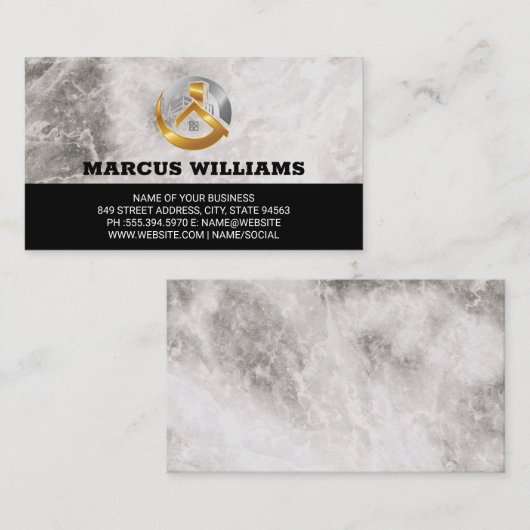 Goud Zilver Huis Logo | Vastgoed Visitekaartje (Voorkant / Achterkant)