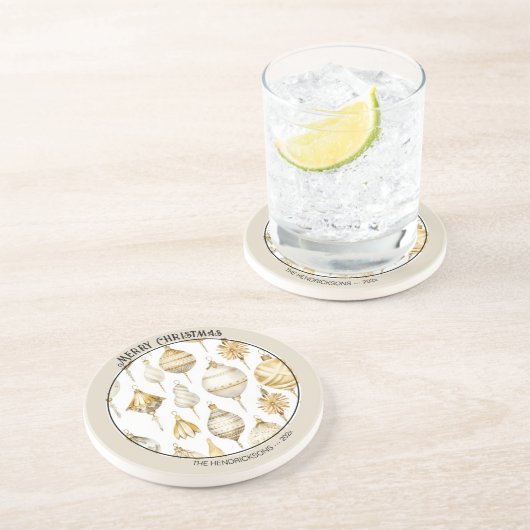 Goud Zilver Kerst Ornamenten Zandsteen Onderzetter (Zijkant)