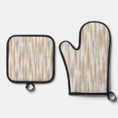 Goud Zilver Kerst Viering Ovenwant & Pannenlap Set (Voorkant)