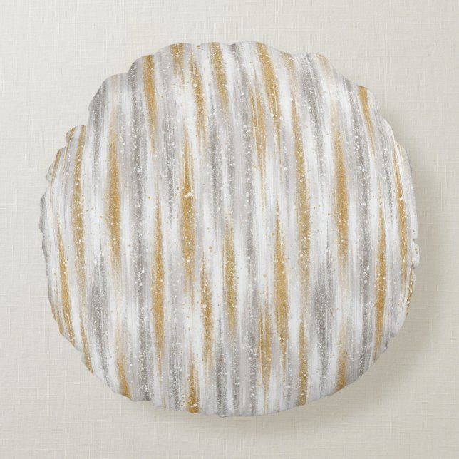 Goud Zilver Kerst Viering Rond Kussen (Voorkant)