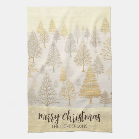 Goud Zilver Kerstbomen Theehanddoeken Theedoek (Verticaal)