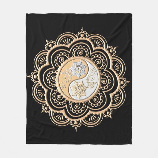 Goud & Zilver Mandala Fleece Deken (Voorkant)