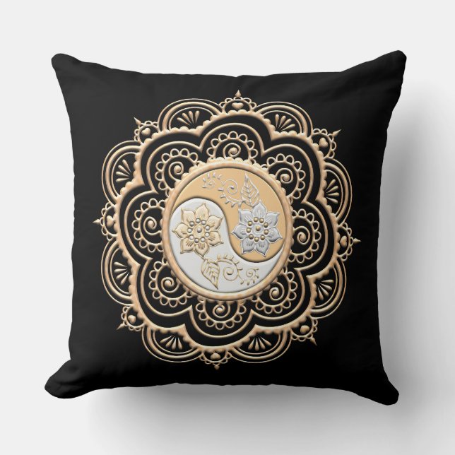 Goud & Zilver Mandala Kussen (Voorkant)
