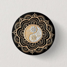 Goud & Zilver Mandala Ronde Button 3,2 Cm