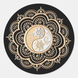 Goud & Zilver Mandala Ronde Sticker