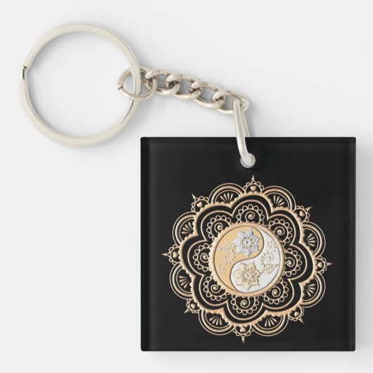 Goud & Zilver Mandala Sleutelhanger (Voorkant)