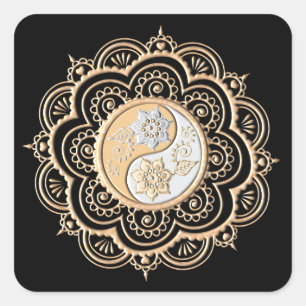 Goud & Zilver Mandala Vierkante Sticker