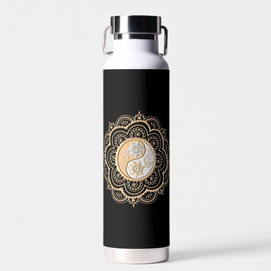 Goud & Zilver Mandala waterfles (Voorkant)
